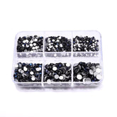 Mixed Sizes 6 Grid Box Montana Glass FlatBack Rhinestones For Nail Art  Silver Back WholesaleRhinestone